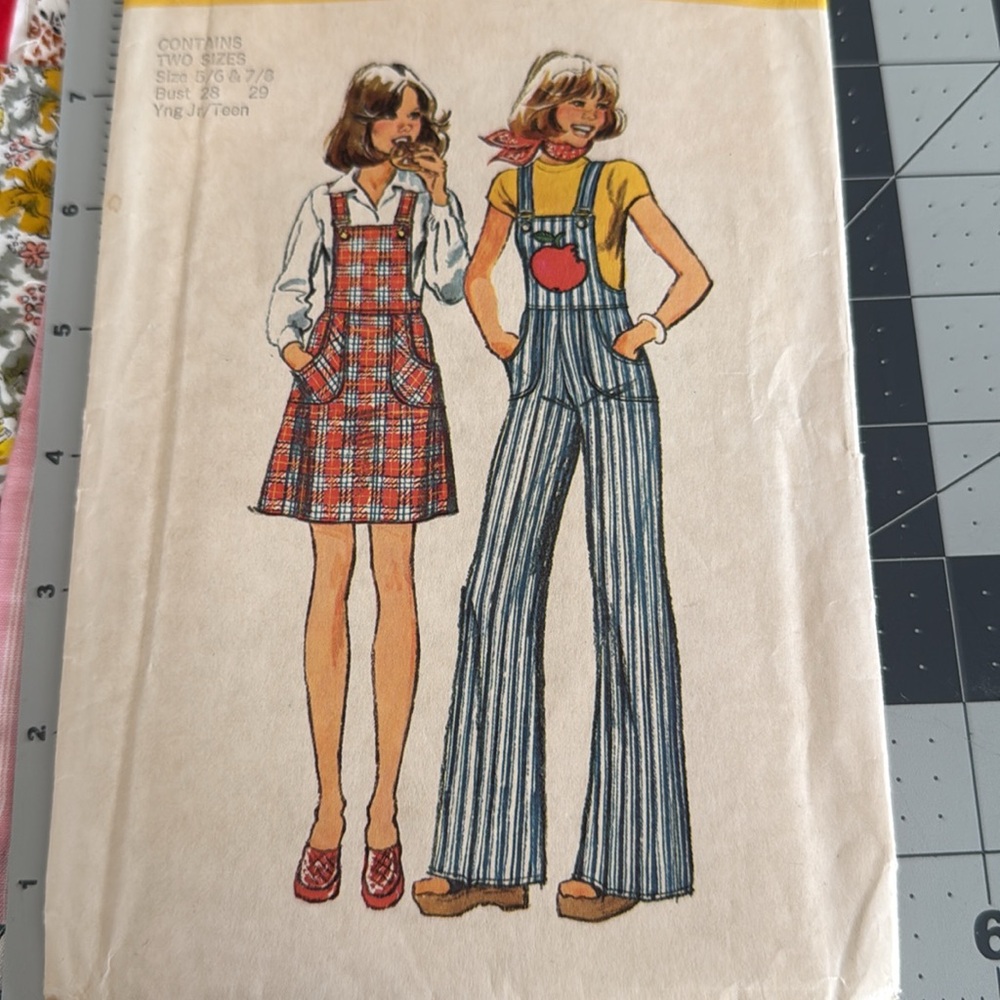 Vintage 1974 Simplicity 6568 Sewing Pattern, Teen Jumper/Overalls, Sizes 5/6 7/8